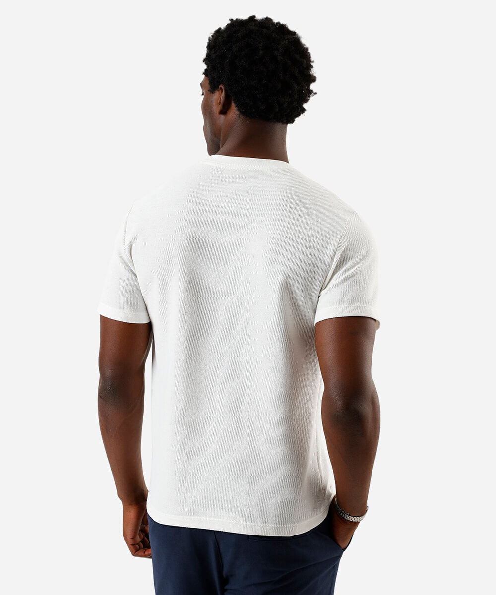 camiseta de algodão texturizada manga curta off white