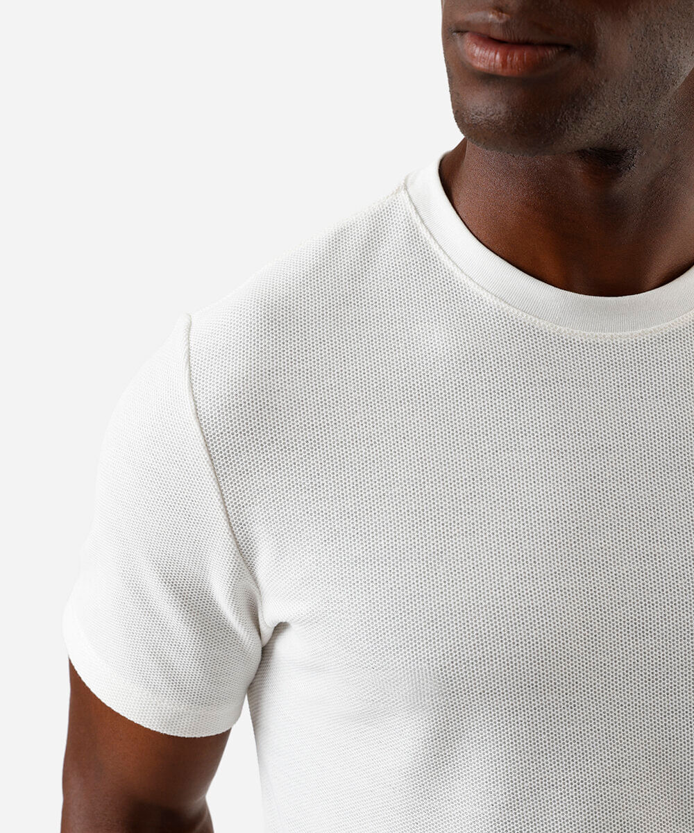 camiseta de algodão texturizada manga curta off white