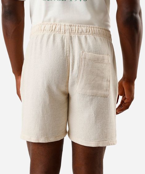 bermuda reta masculina de algodão texturizada off white