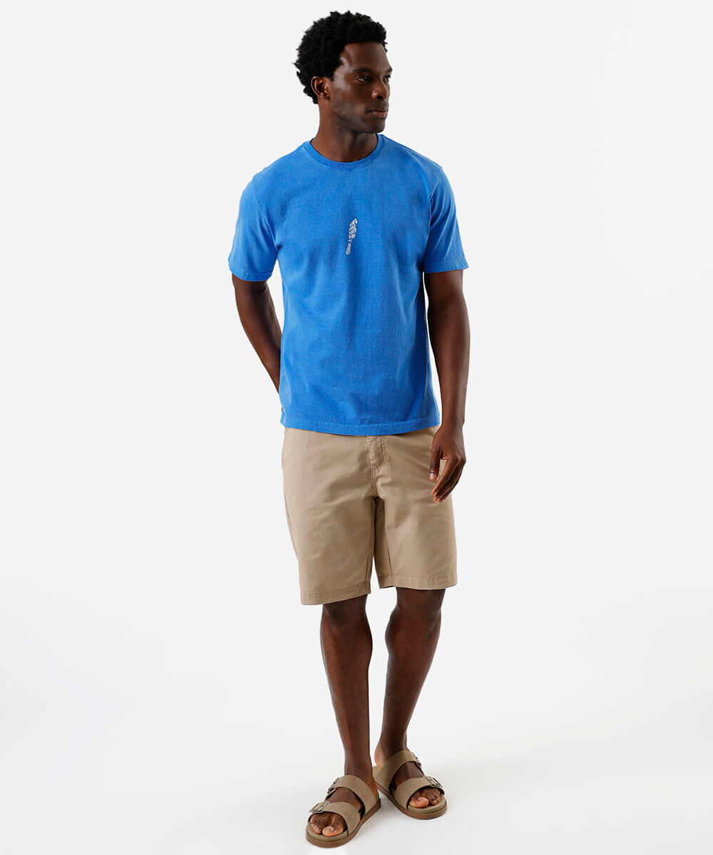 camiseta masculina de algodão estampada azul