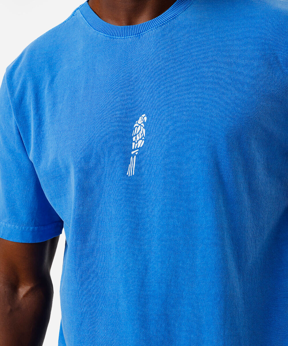camiseta masculina de algodão estampada azul