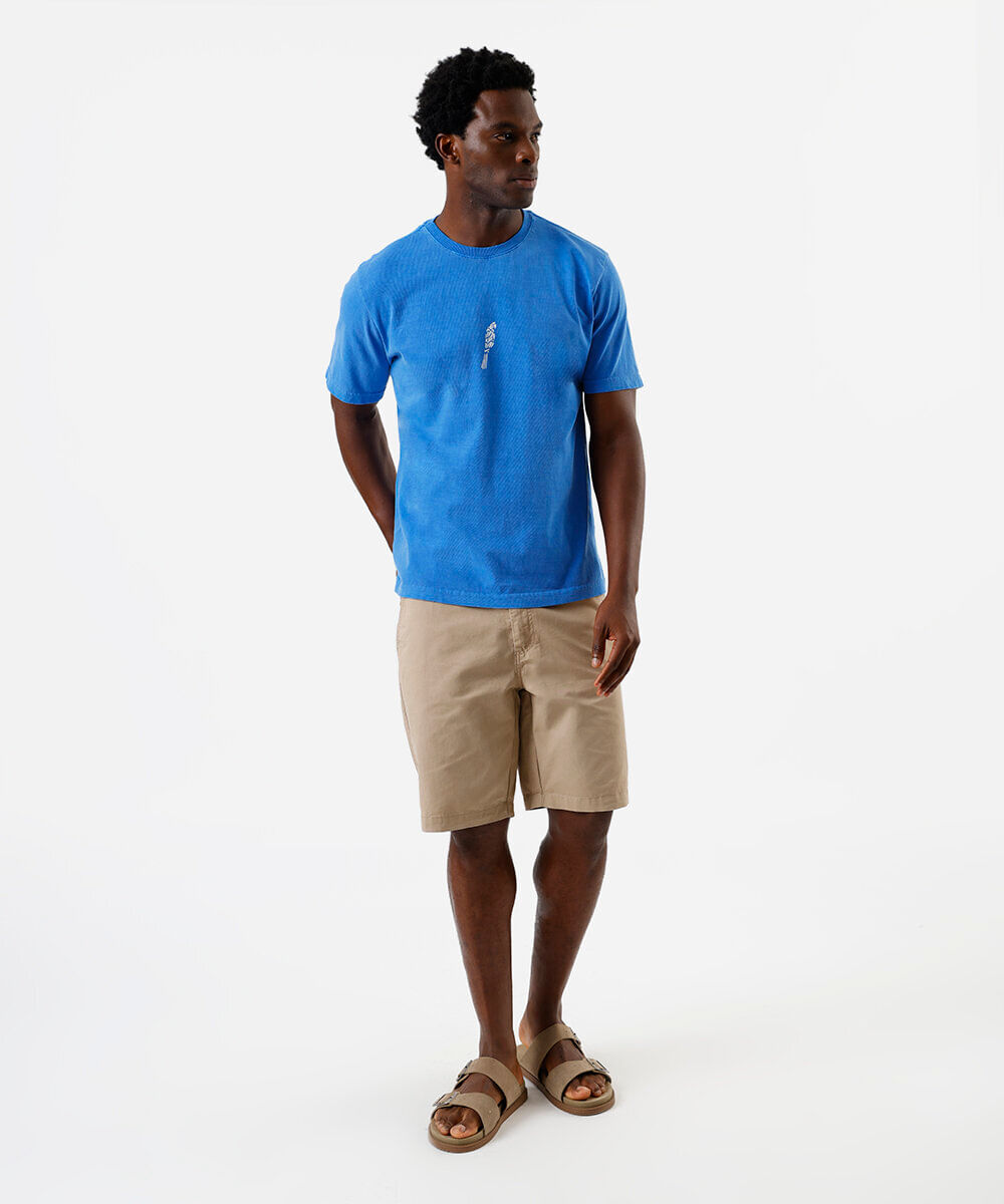 bermuda masculina reta chino bege