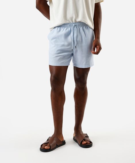 bermuda jogger linho cós elastico e cordão azul