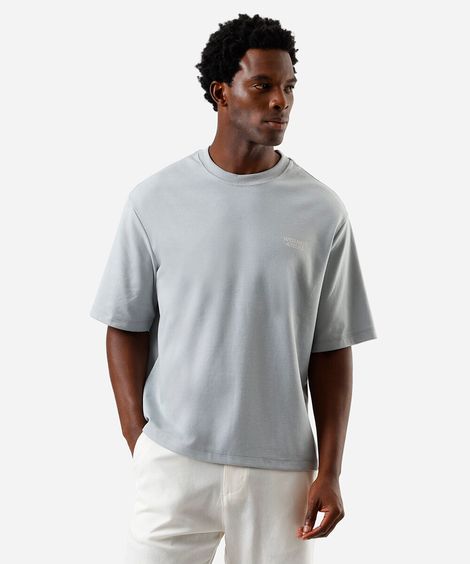 camiseta box fit masculina com algodão estampada azul