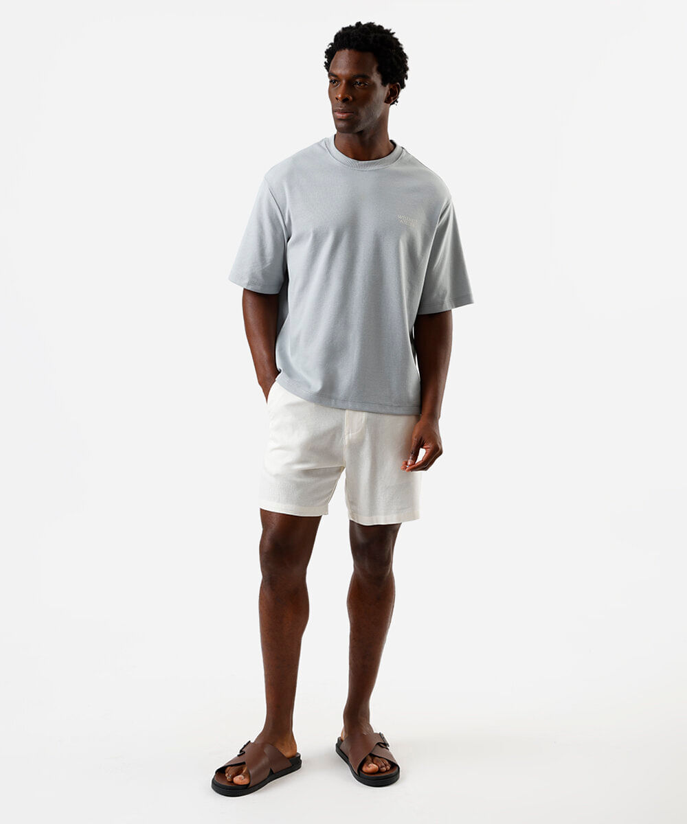 camiseta box fit masculina com algodão estampada azul