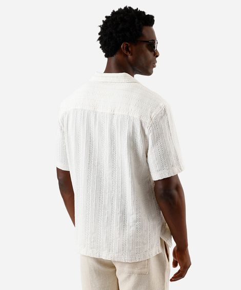 camisa maculina manga curta boho off white