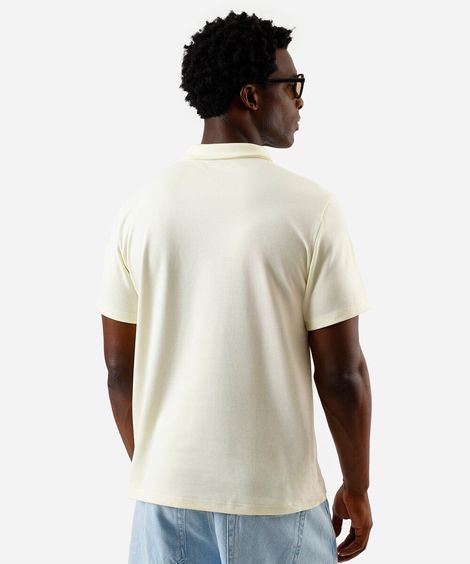polo slim de algodão manga curta amarela