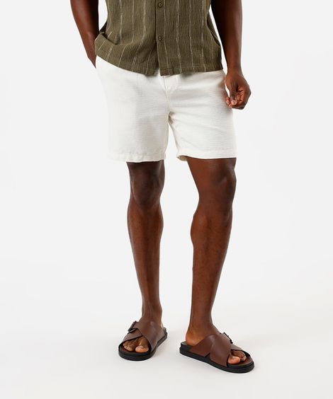 bermuda jogger masculina de algodão texturizada off white