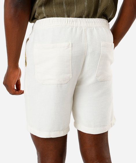 bermuda jogger masculina de algodão texturizada off white