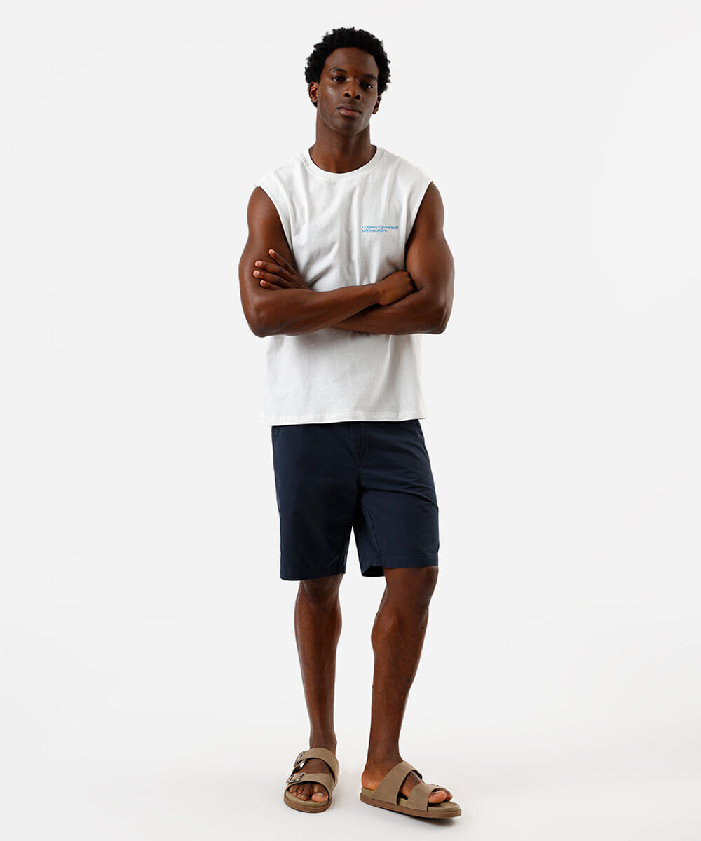 bermuda masculina reta chino azul