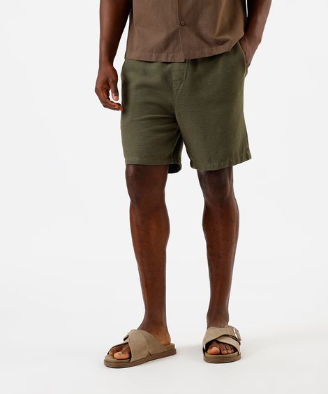 bermuda jogger masculina de algodão texturizada verde