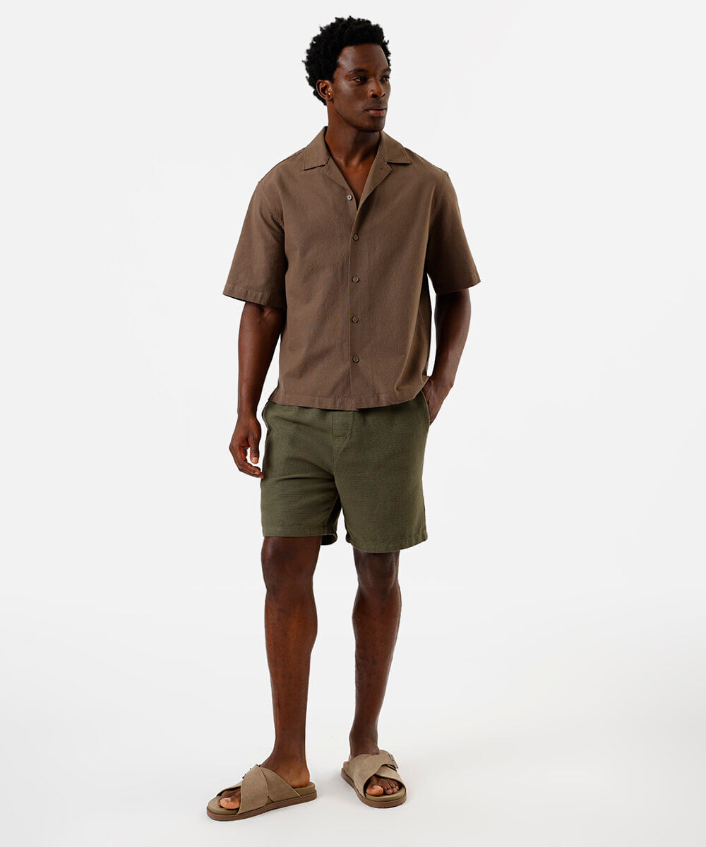 bermuda jogger masculina de algodão texturizada verde