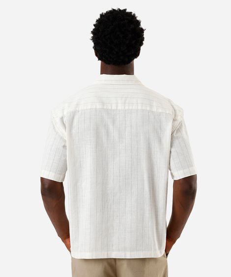 camisa relaxed masculina de algodão listrada branco