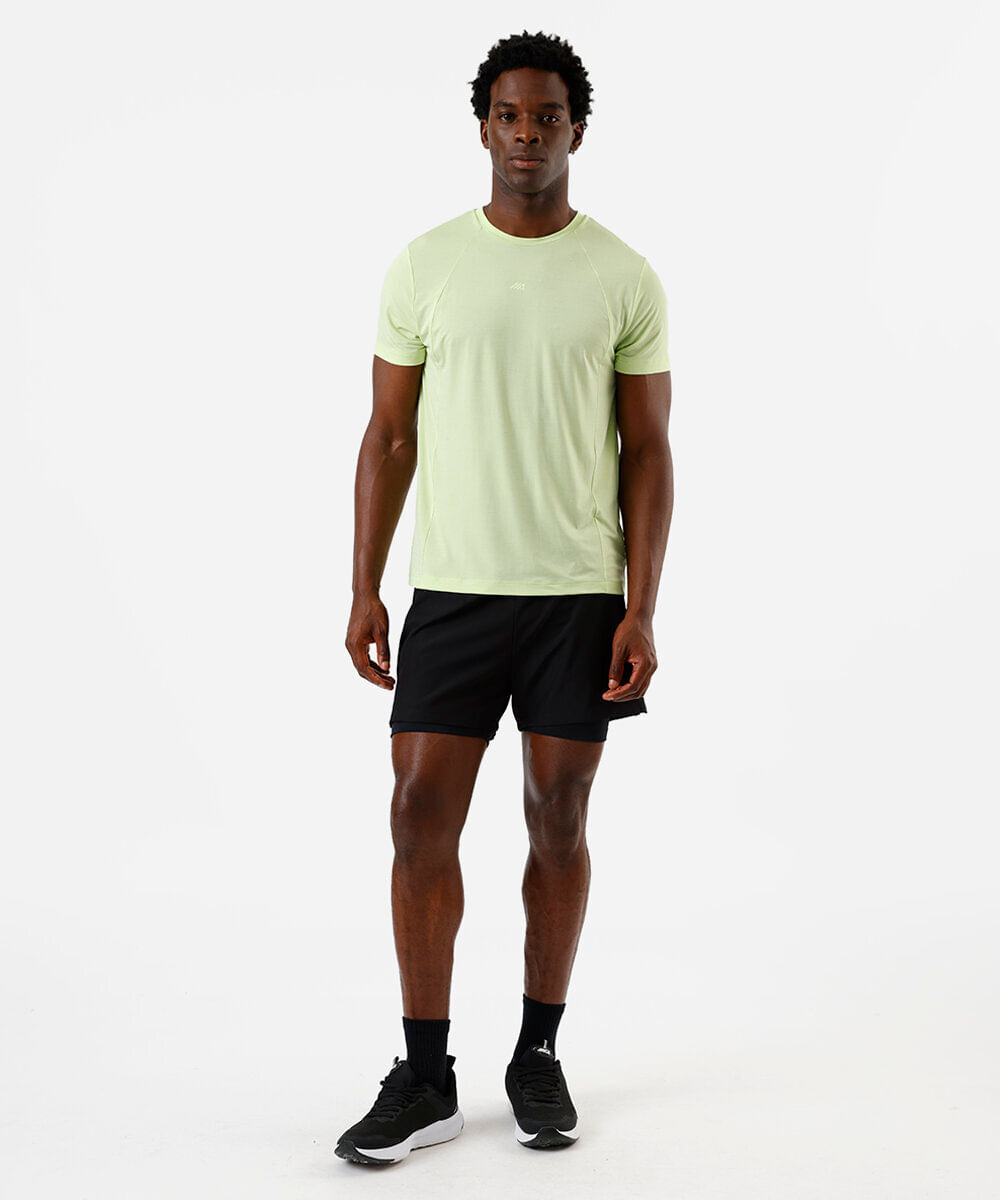 short masculino esportivo com bermuda de compressão preto