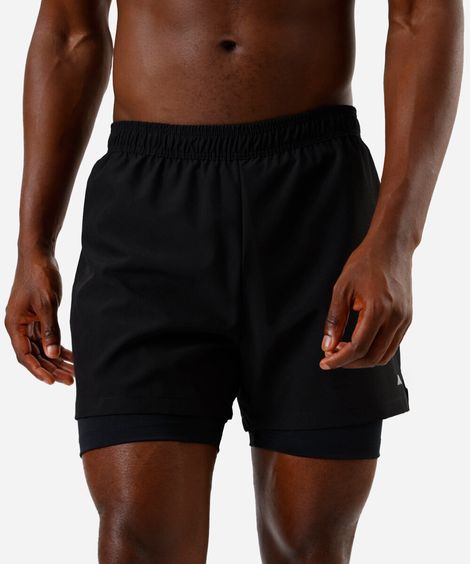 short masculino esportivo com bermuda de compressão preto