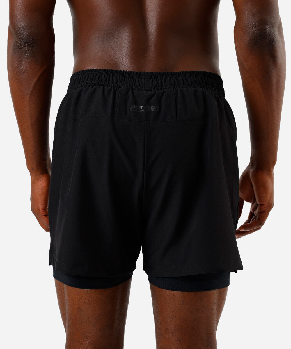 short masculino esportivo com bermuda de compressão preto