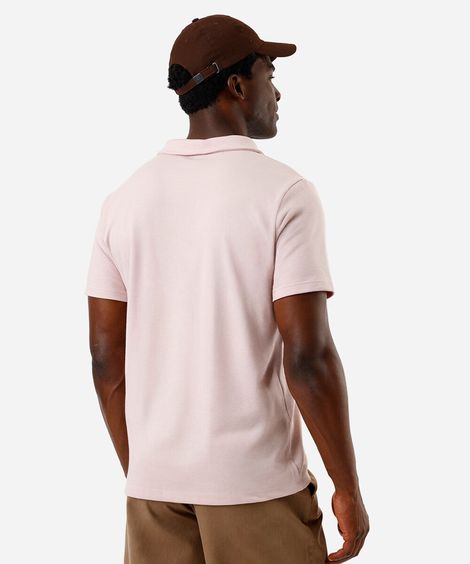 polo slim de algodão manga curta rosa