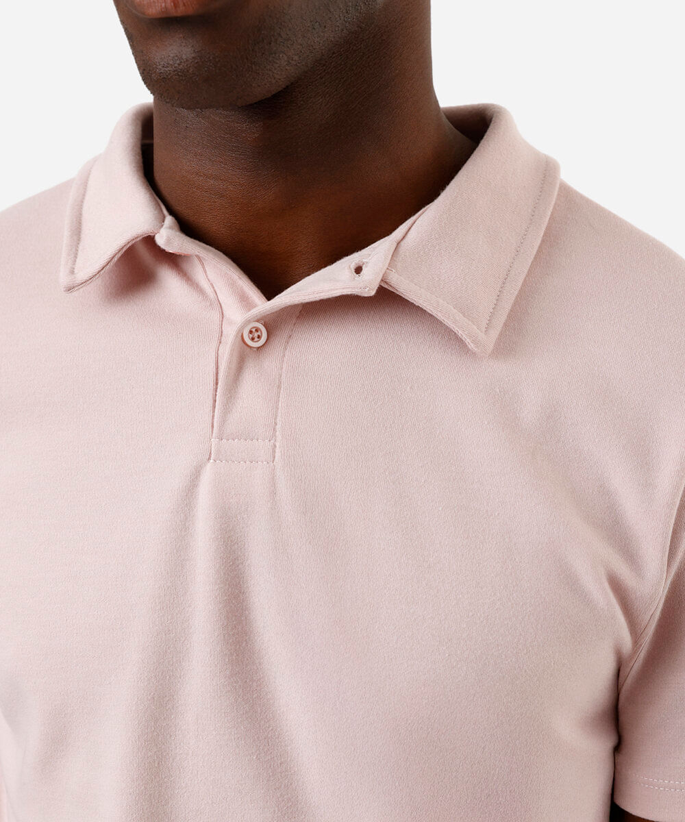 polo slim de algodão manga curta rosa