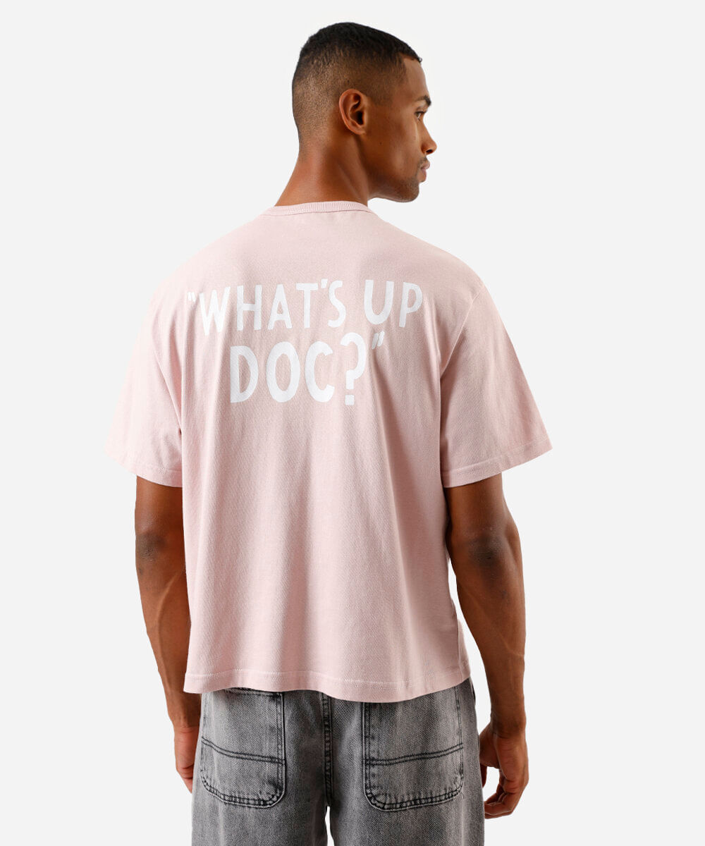 camiseta boxy de algodão looney tunes rosa