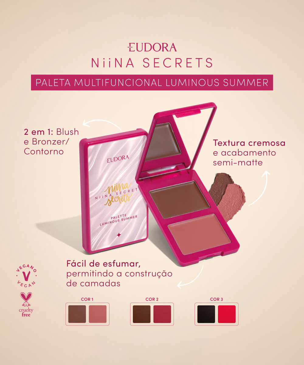 paleta eudora by niina secrets palette multifuncional luminous summer cor 2 7g