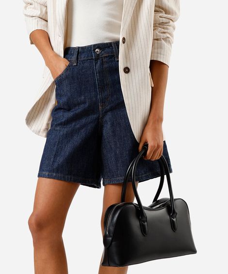 bermuda feminina jeans cintura alta azul