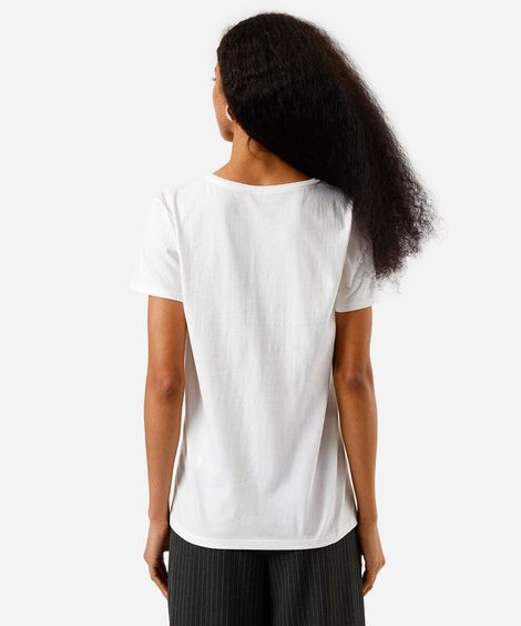 camiseta feminina de algodão hello kitty off white