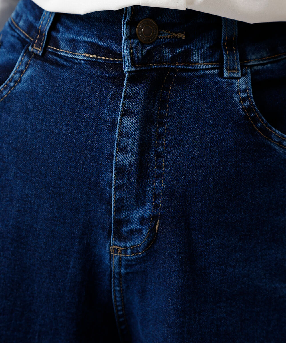 calça wide leg feminina jeans sawary azul