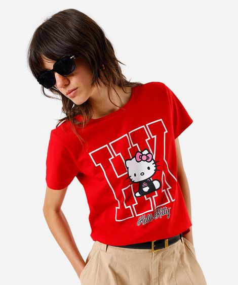 camiseta feminina hello kitty vermelha