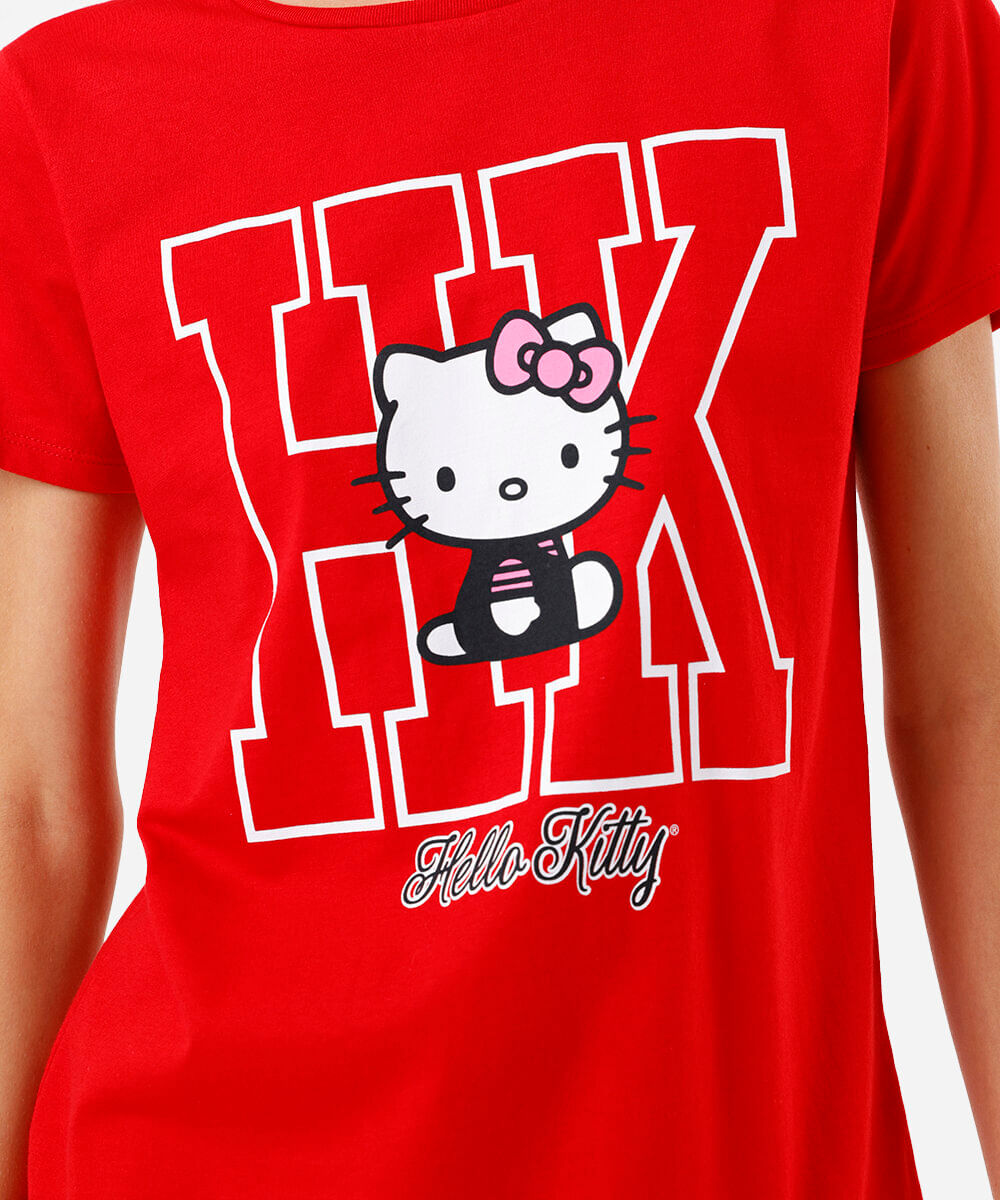 camiseta feminina hello kitty vermelha