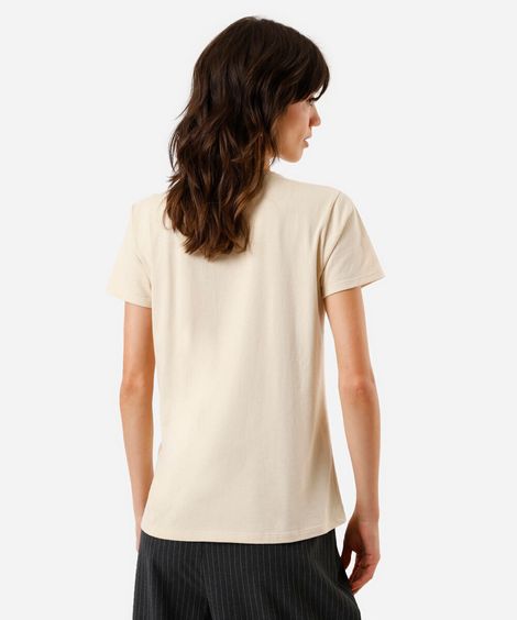 camiseta feminina stitch the greatest bege