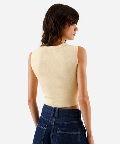 regata de viscose alça larga canelada amarela