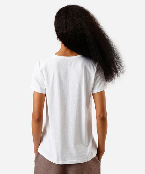 camiseta feminina de algodão mickey off white