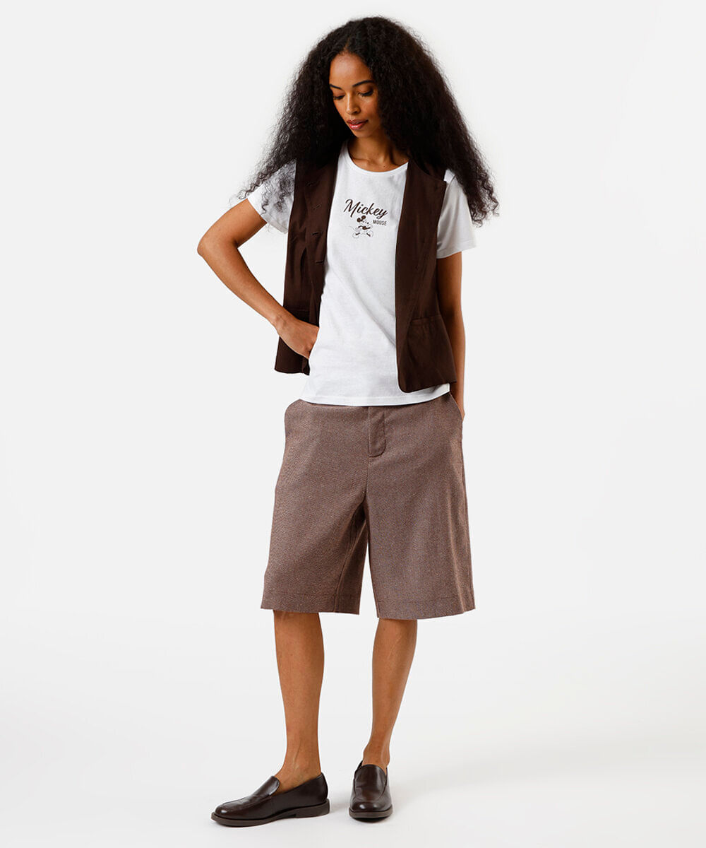 camiseta feminina de algodão mickey off white