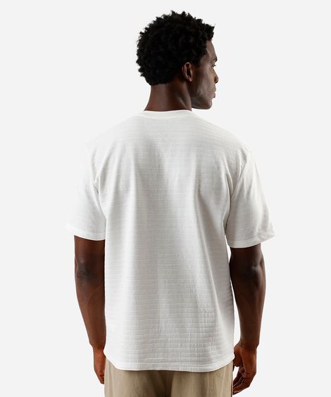 camiseta masculina henley listrada off white