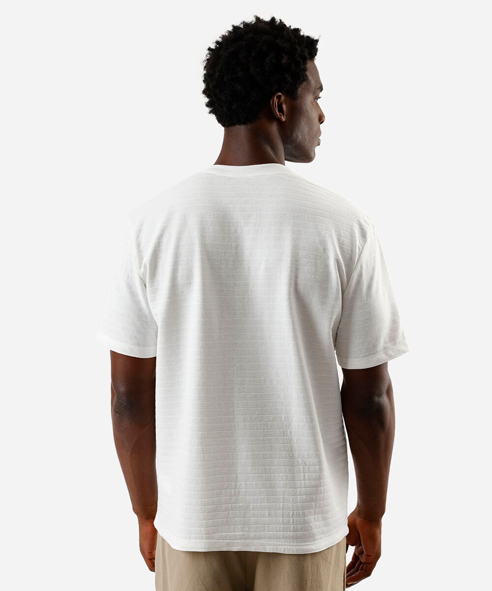 camiseta masculina henley listrada off white