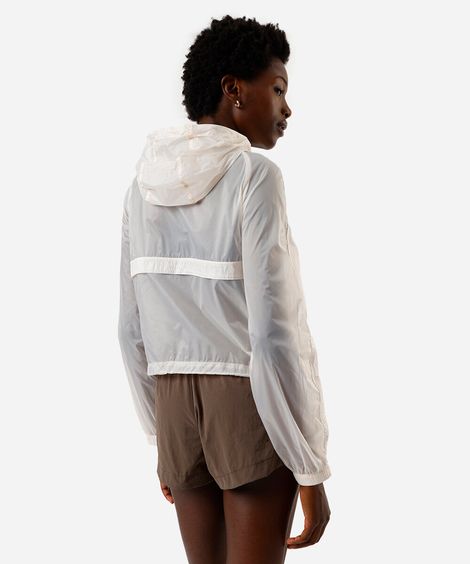 jaqueta feminina corta vento transparente off white