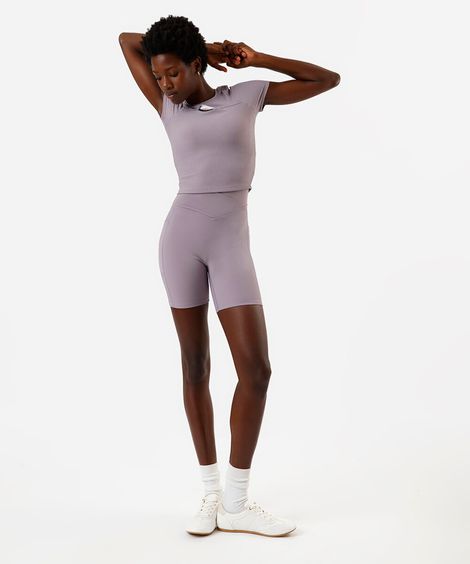 bermuda feminina cós cruzado canelado ace lilás