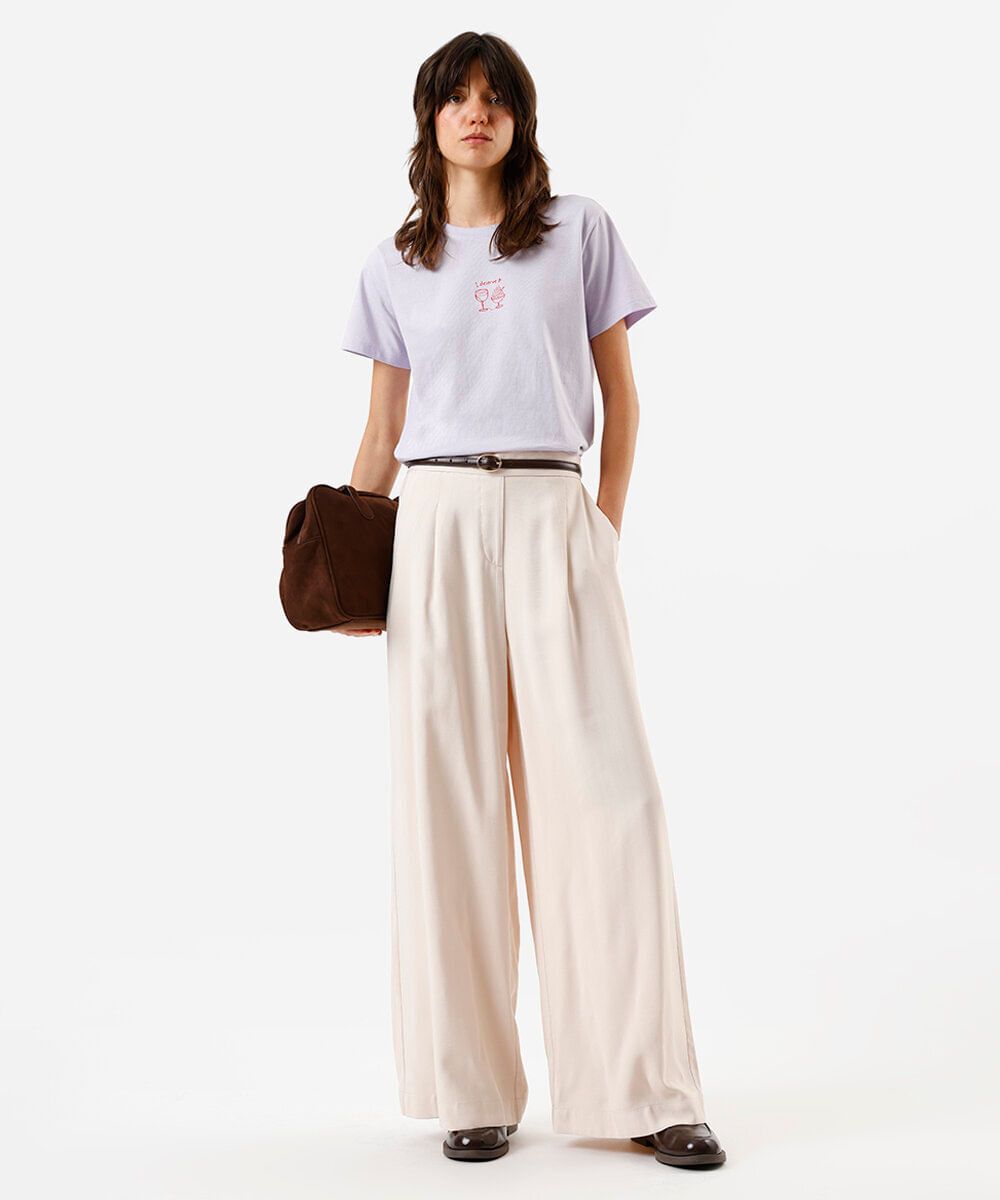 camiseta feminina escrita sorvete e vinho lilás