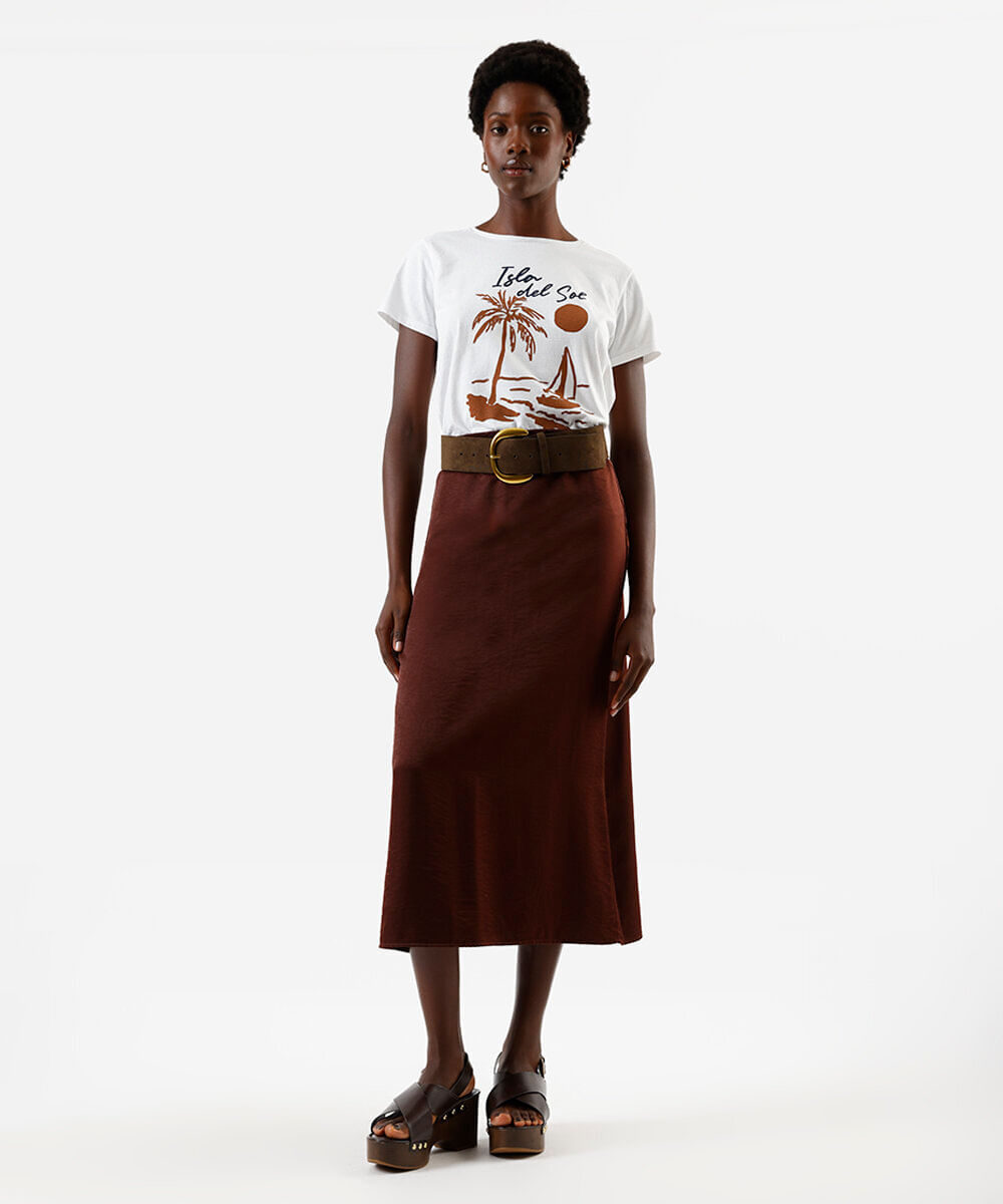 camiseta feminina de algodão isla del sol off white