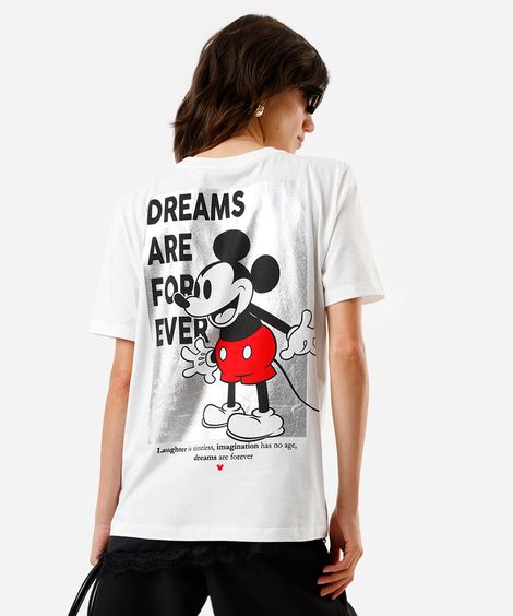 camiseta feminina do mickey off white