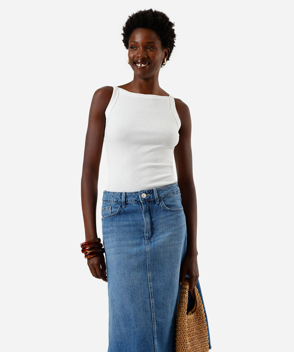 regata halterneck feminina canelada off white