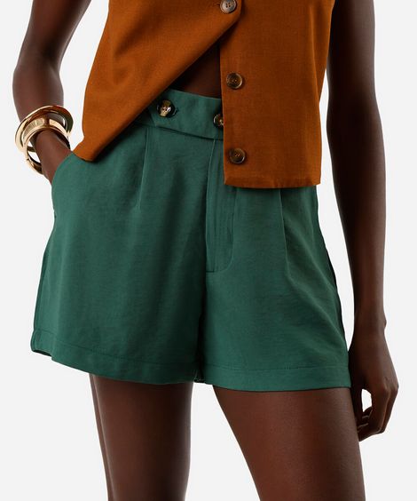 short feminino com viscose texturizado verde