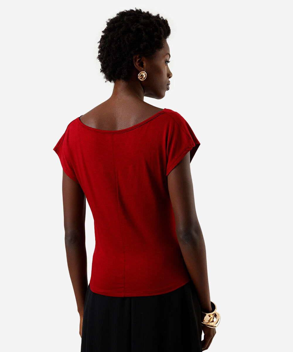 blusa feminina de viscose decote degagê vinho