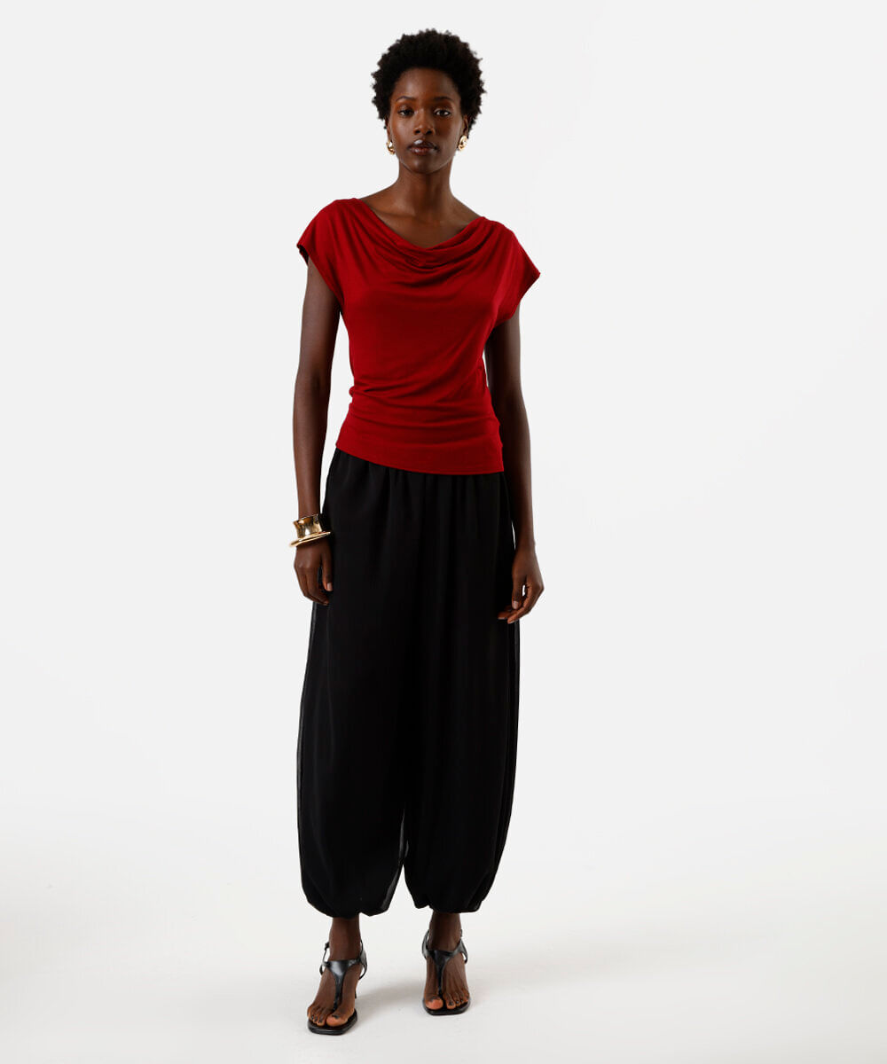 blusa feminina de viscose decote degagê vinho