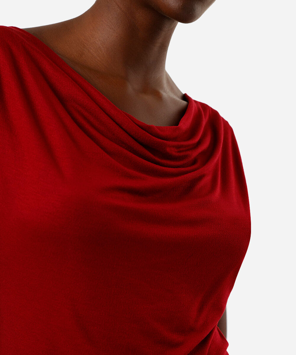 blusa feminina de viscose decote degagê vinho