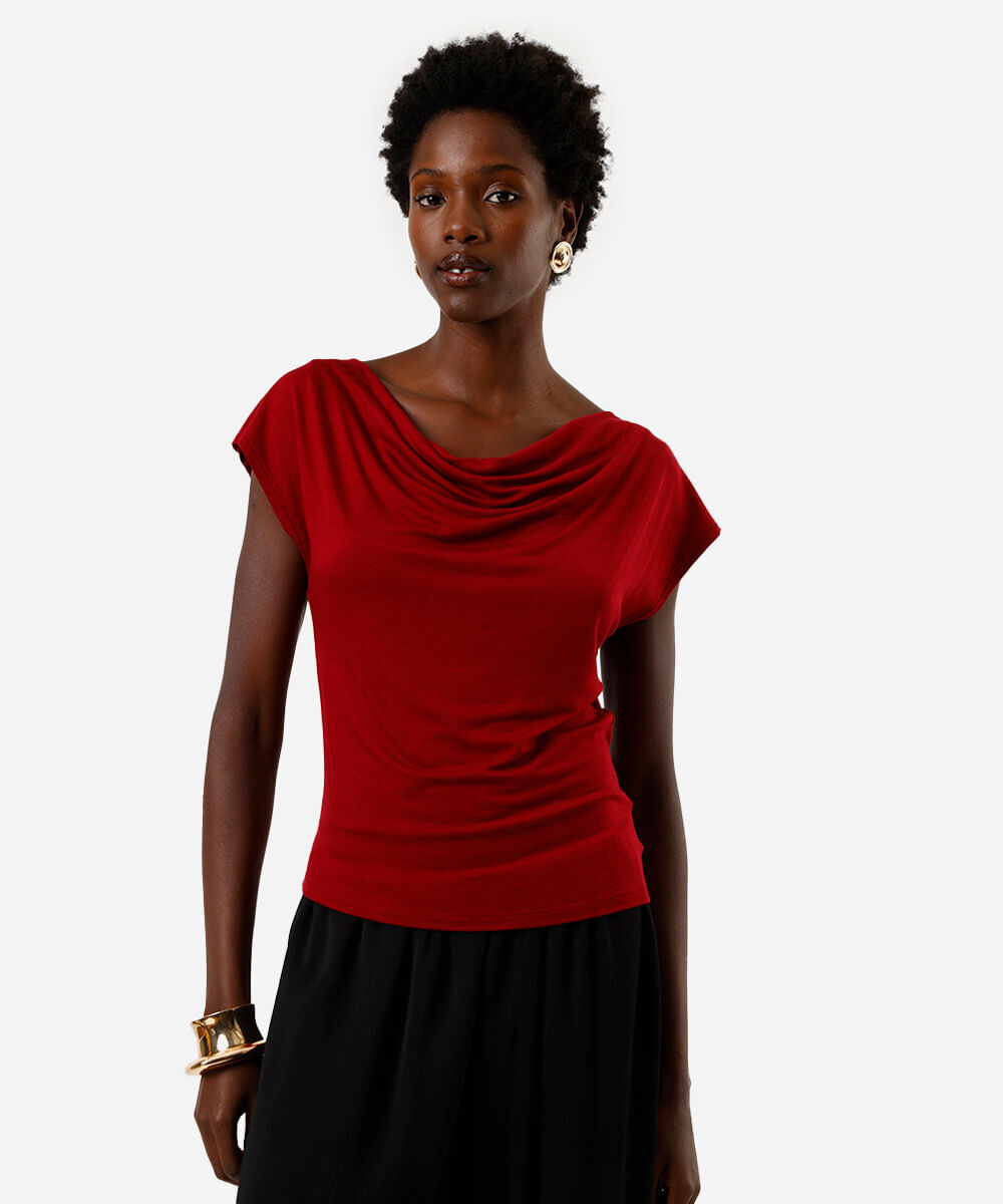 blusa feminina de viscose decote degagê vinho