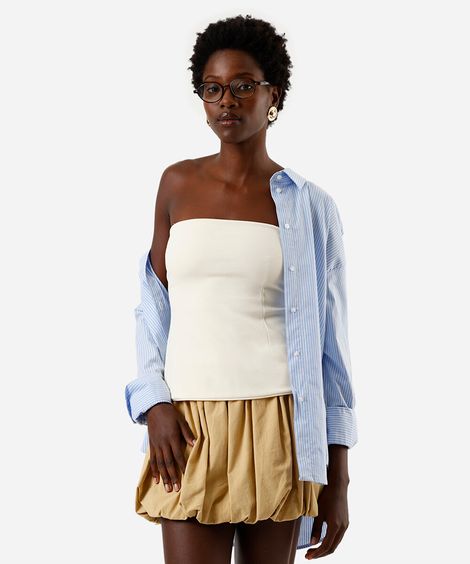 blusa peplum feminina sem alça off white