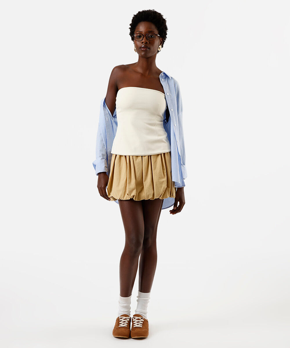 blusa peplum feminina sem alça off white