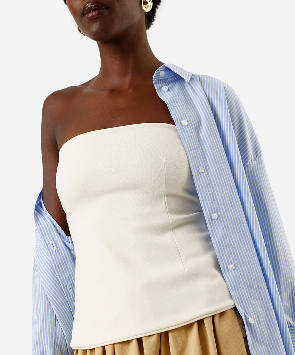 blusa peplum feminina sem alça off white