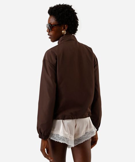 jaqueta corta vento feminina básica marrom